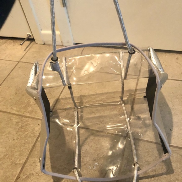 Ahdorned Clear Tote Bag with Silver Perf Sides - Picture 2 of 5